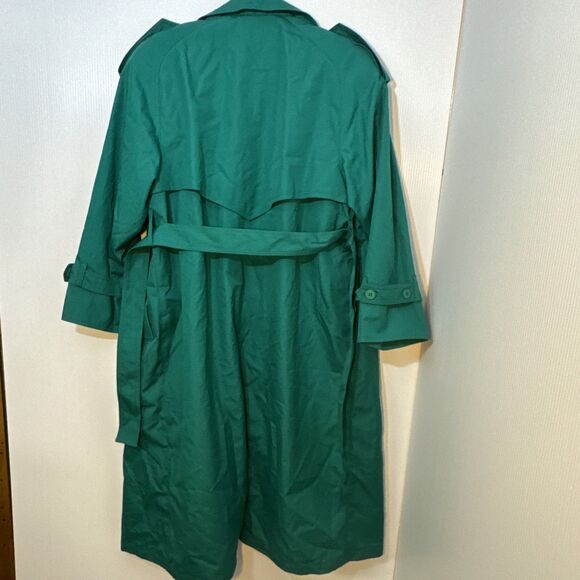 Towne by London Fog Women’s 6P Trench Coat Green Belted Lined Retro Classic - Picture 6 of 9